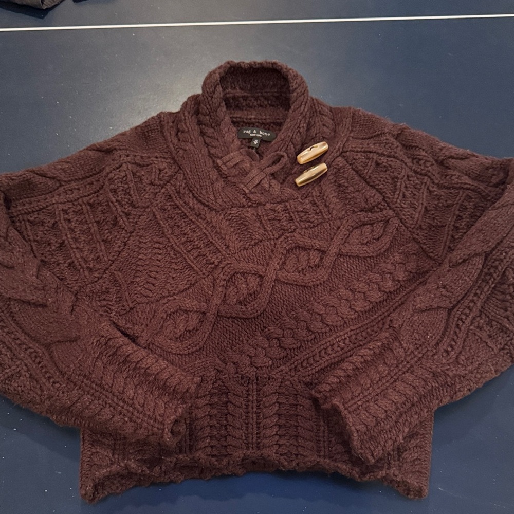 Rag & Bone wool cable cropped sweater XS